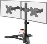 MOUNT PRO Dual Monitor Stand, Free-Standing Full Motion Desk Black