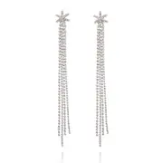 Culturesse Miranda 23cm Clear Diamantes Silver Plating Earrings For Pierced Ears
