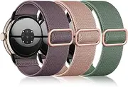 [Getino] Compatible with Pixel Watch 3 Band 41mm/Pixel Watch 2 Band/Google Pixel Watch Band for Men Women, 3 Pack Stretchy Soft Nylon Solo Loop Elastic Braided Strap for Pixel Watch/Pixel Watch 2 Band