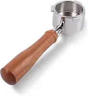 Bottomless Portafilter 51 mm for Delonghi Dedica EC680/EC685/EC885 with 3 Ears and Wooden Handle | Filter Basket 0.3 mm Pores