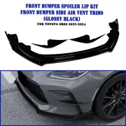Front Bumper Splitter Lip Side Vent Fin Trim For Toyota GR86 2022-25 Gloss Black (for: Toyota)