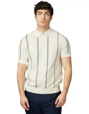 [Ben Sherman] Jacquard Stripe Polo in Ivory