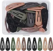 Colorful Hair Clips, 30Pcs Metal Hair Clipsfor Girls, 3cm Kids Hair Clips, Kids Barrettes, Colorful Small Hair Barrettes, Mini Metal Barrettes, Snap Hair Clips with box for Little Girls Baby (Dark Morandi Color)