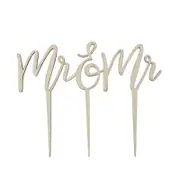 Mr and Mr Wooden Wedding Cake Topper Decorations Supplies