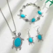 ❤️ Turquoise Turtle Jewelry Set Vintage Style Necklace Bracelet & Earrings set
