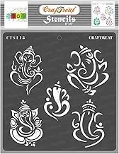 CrafTreat Ganesha Stencil for Painting on Wood, Home Decor and Wall Art - Ganesha Stencil - 6X6 Inches - Ganesh Stencils for Painting on Tiles & Scrapbook Supplies - Indian God Art & Craft Supplies