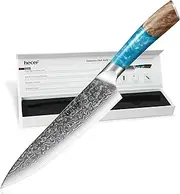 hecef Japanese Kitchen Knife, Professional Damascus Knife with Ergonomic Resin Handle, 67 Layers Chef Knife with Knife Protector, 8 Inch