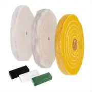 Bench Grinder Buffing Wheel Kit 6 in. with 3-piece Polishing Compound Set