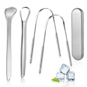4 Pack Stainless Steel Tongue Scrapers for Kids Adults Reduce Bad Breath