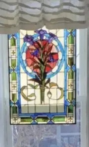 32” Tiffany Style Stained Glass Floral Boquet Window Panel Suncatcher