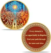 Labyrinth Light Inspirational Coins FINE A Way Motivational Coins for Employees Positive Challenge Coin Inspirational Gifts for Women Men Family Coworkers Friends