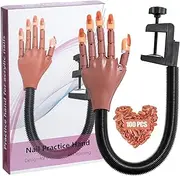 Nail Trainning Practice Hand with 100 PCS Nails Tips, Flexible Movable Fake Hands for Nail Manicure, Nail Trainning Adjustable Hands Kits, DIY Manicure Print Practice Tool Nail Display Manicure Supply