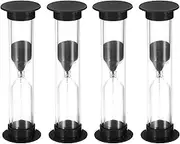 uxcell 1 Minute Sand Timer, 4Pcs Small Sandy Clock with Plastic Cover, Count Down Sand Glass for Games, Kitchen, Party Favors DIY Decoration, Black