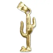 14K Gold 3-D Saguaro Cactus Charm