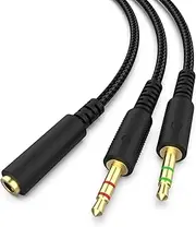 Replacement Audio Cable Cord Wire with Y Splitter for Razer Kraken X/BlackShark V2 Pro/Razer Nari Headphone Gaming Headset Adapter to PC/Speaker/Headphone