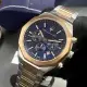 MASERATI46mm八角形玫瑰金精鋼錶殼寶藍色錶盤精鋼金銀相間錶帶款R8873642002