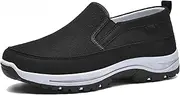 [Vimlo] Auguscare Shoes Men Seniors Mesh Breathable Walking Shoes, Men's Arch Support Slip-On Canvas Loafers Orthopedic Sneakers(Black,40)