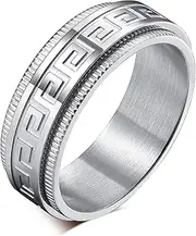 [MMTTAO] Men's Greek Key Spinner Ring for Men