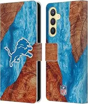 Head Case Designs Officially Licensed NFL Wood Resin Print Detroit Lions Art Leather Book Wallet Case Cover Compatible with Samsung Galaxy S23 FE 5G