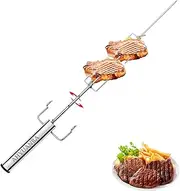 Stainless Steel Electric Barbecue Rotisserie Grill Kit,Automatic Rotate BBQ Fork for Fire Pit,Chicken,Hotdogs,Steak,Rotisserie Skewer,Portable for Camping & Outdoors (AA Battery)