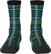 [JEJEA] Blue Scottish Tartan print Socks For Men and Women Men's Moisture Control Crew Socks Gifts For Golf, Hunting, Camping