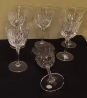 GORHAM CHERRYWOOD SET OF 6 WATER/WINE GLASSES LEAD CRYSTAL DIAMOND CUT GERMANY