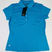Adidas Women's ClimaLite Contoured Blue Golf Polo Shirt Womens Size Medium NWT