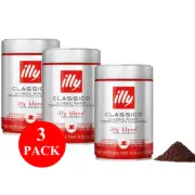 3 x illy Classico Espresso Ground Coffee 250g