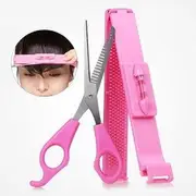 Set: Hair Fringe Trimming Tool + Scissors As Shown In Figure - One Size