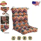 Durable Outdoor Chair Cushion 44 x 22 Inches - Aztec Print, Plush & UV Resistant