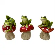 Set of 3 Frogs on Mushrooms Ornaments