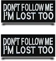 [Tuyatezhi] 2 Pieces Don't Follow Me I'm Lost Too Funny Patches Tactical Embroidered Emblem Fastener Hook & Loop Applique Military Flag Patches for Jacket,Vest,Bags,Backpacks,Hats,Clothes,Jeans,Caps