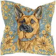 [sanluoli] Boho Style Flower Dog square silk scarf neckerchief cute head wraps for women for neck bufandas para mujer, Boho Style Flower Dog