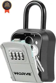 4-Digit Combination Lock Box, Wall-Mounted Key Storage for Home, Office (Black)