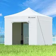 ALFORDSON 3 x 3m Gazebo Marquee Canopy High Adjustable White Color, Pop-up Steel Frame Pavilion with Carry Bag,Wall Panels, Sand Bag and Pegs & Ropes, Camping Shelter Shade for Outdoor Wedding Party