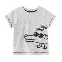 在飛比找momo購物網優惠-【橘魔法】花灰線條鱷魚短袖上衣 (T恤 棉T 男童 兒童 童