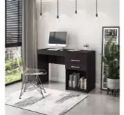 TECHNI MOBILI Computer Desk W/ Keyboard Tray 48" 3-Drawer Rectangular Chocolate
