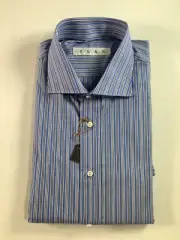Mens Flag Blue Stripe Button Up Shirt 17/43 NEW