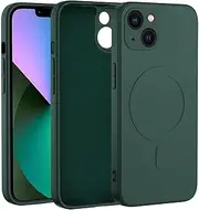 Magnetic Case for iPhone 13 mini, Liquid Silicone Mobile Phone Case with Magnet iPhone 13 mini, Scratch-Resistant and Shockproof Protective Case (Dark Green)