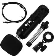 Kisangel Condenser Microphone for Recording Streaming Cardioid Pickup Stands for Laptop for Gaming Conference Calls Meetings