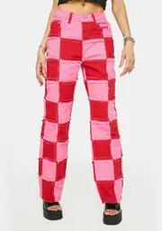 [The Ragged Priest] Pink Muse Checkered Jeans