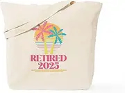 [CafePress] Retired 2025 Retirement Quote Natural Canvas Tote Bag, Cloth Shopping Bag