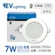 4入 【EVERLIGHT億光】 LED 星皓 7W 840 自然光 全電壓 9cm 崁燈 EV430168