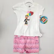 Paul Frank Girl's 2 piece outfit Shorts Shirt Size 4T 4 T Toddler Monkey Pink