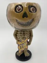 VTG Halloween Candle Lamp Hand Poured Skeleton Shape Candle New Old Stock