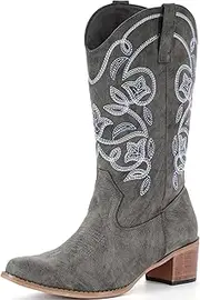 [IXU] Wide Calf Cowboy Boots For Women Pointy Toe Women's Western Boots Cowgirl Boots Mid Calf Boots