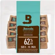 62% RH Size 8-10 Pack Two-Way Humidity Control Packs - for Storing 1 Oz - Moistu
