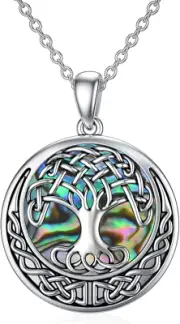 Tree Of Life Necklace Gifts for Men Women Sterling Silver Abalone Shell Pendant