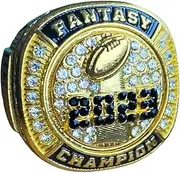 Legacy Rings Gold Tone 2023 Fantasy Football Championship Trophy Ring, Award for Fantasy Football League Winner, Non-Precious Metal, No Gemstone