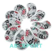 10pcs/Set UK Flag and Skull Golf Iron Club Head Cover 3-9,P,S,A